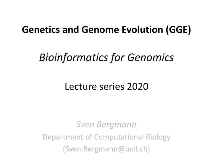 genetics and genome evolution gge