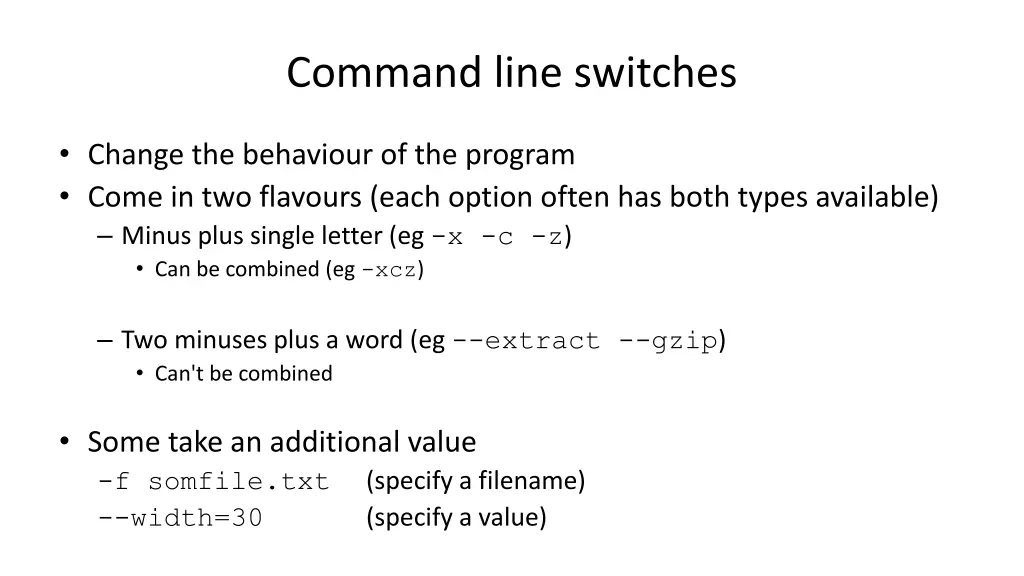 command line switches