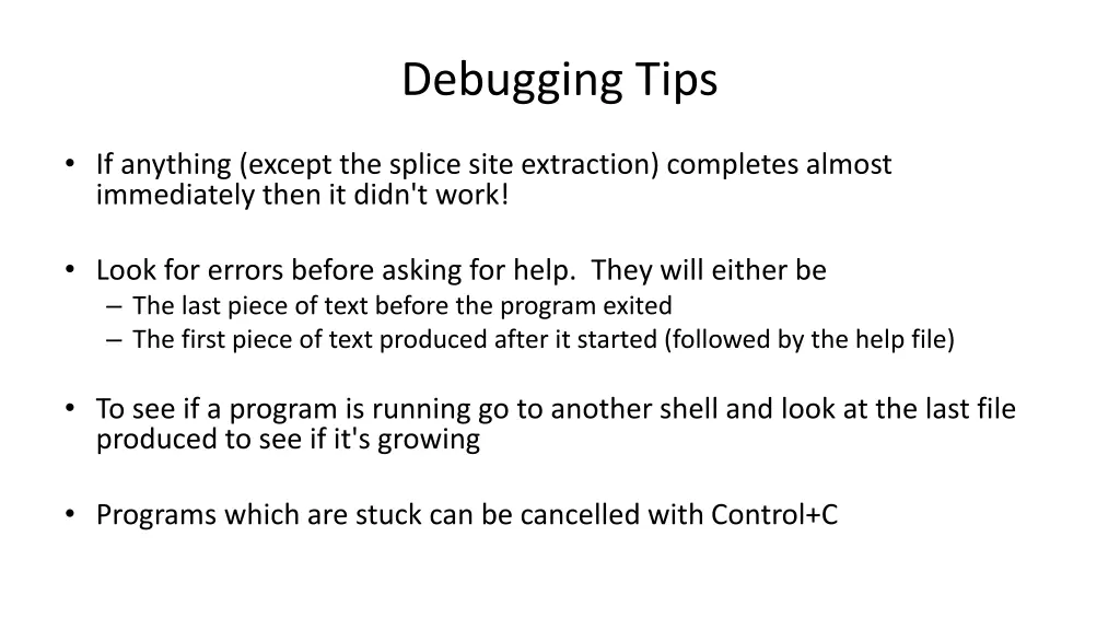 debugging tips