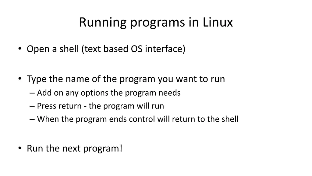 running programs in linux