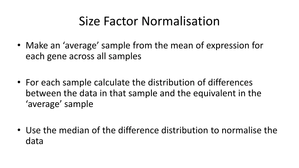 size factor normalisation