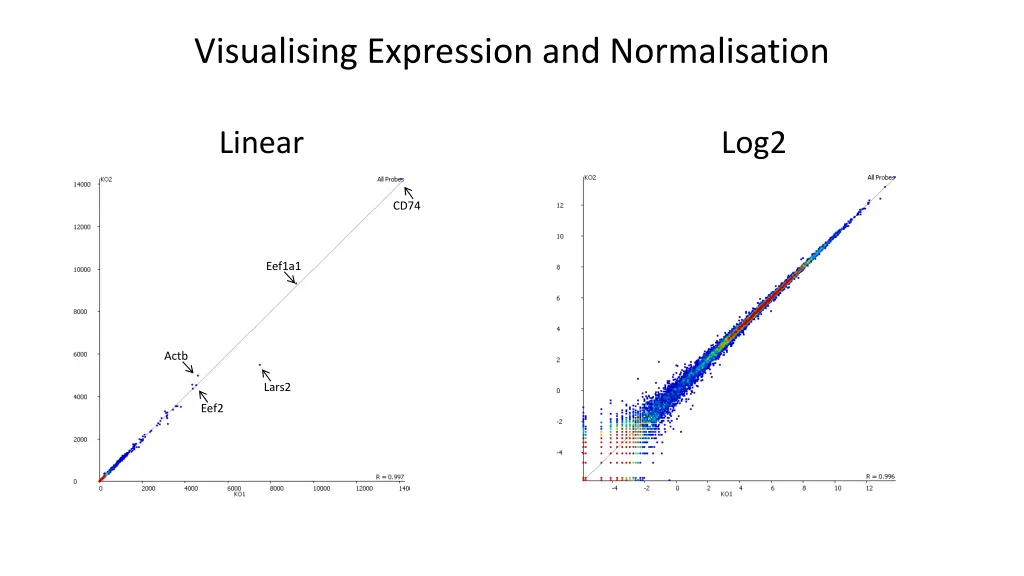 visualising expression and normalisation