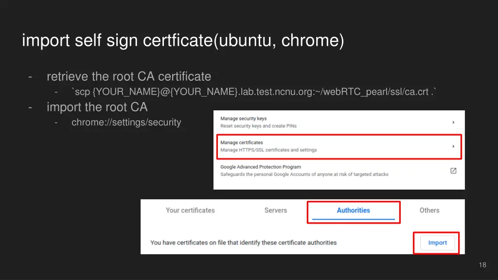 import self sign certficate ubuntu chrome