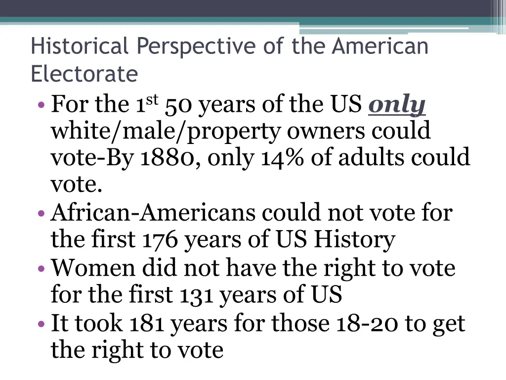 historical perspective of the american electorate