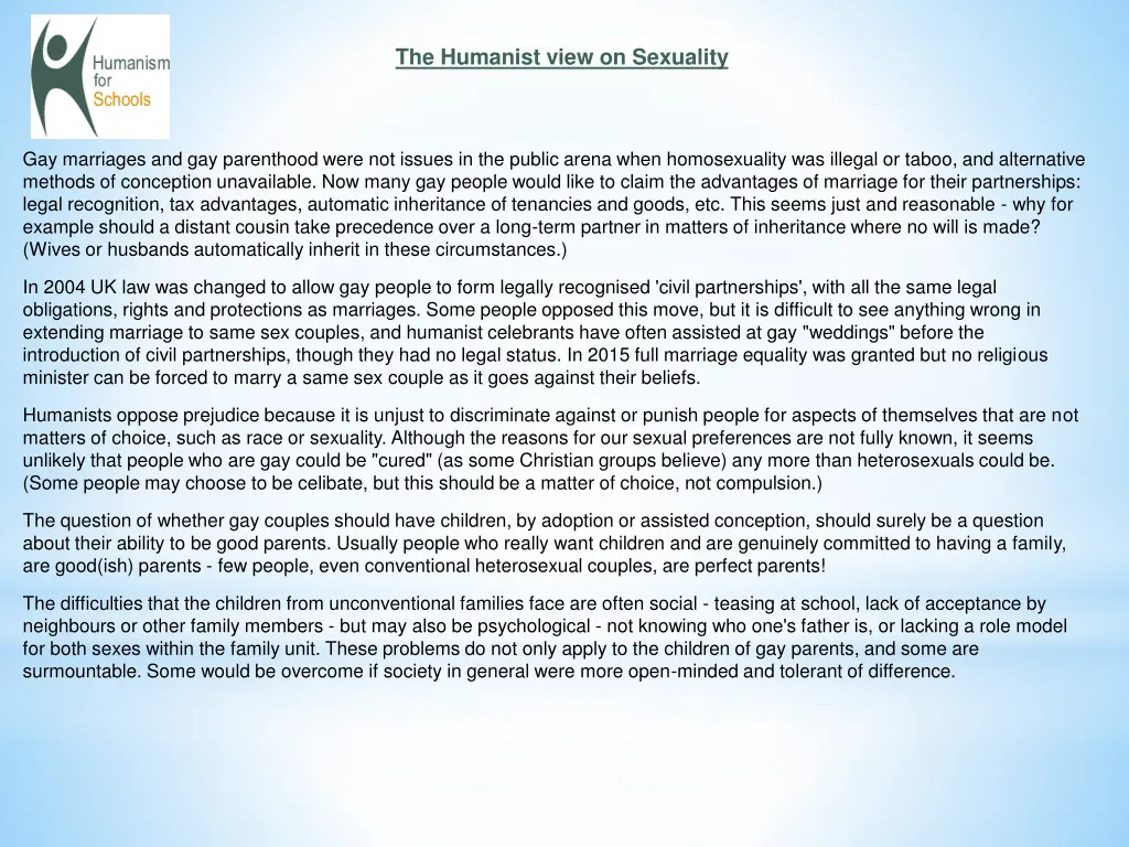 the humanist view on sexuality