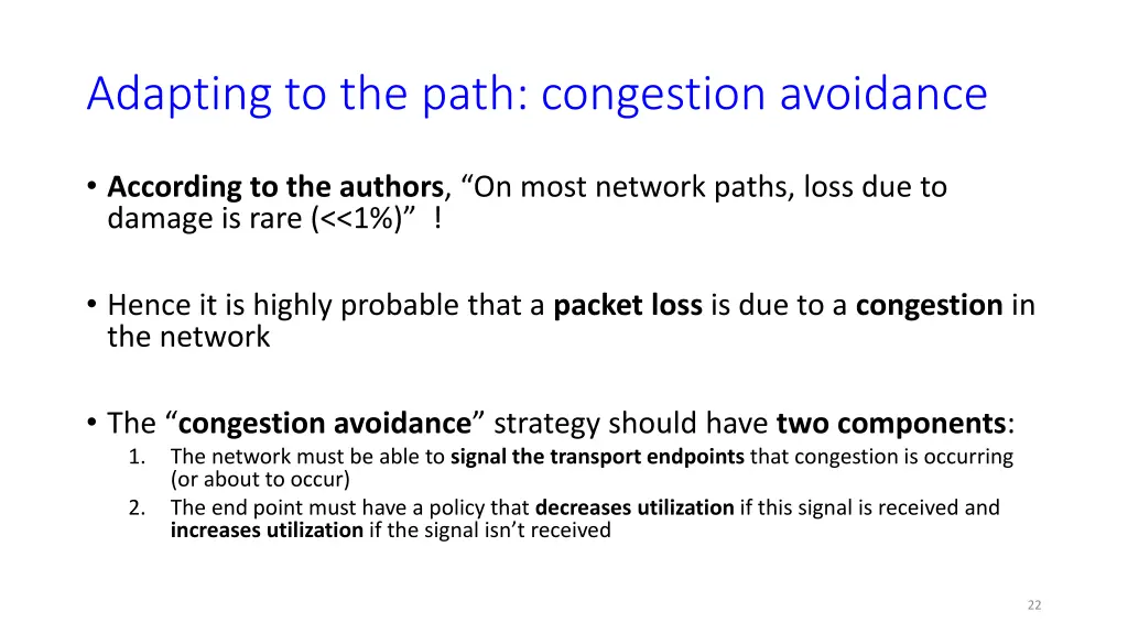 adapting to the path congestion avoidance 1