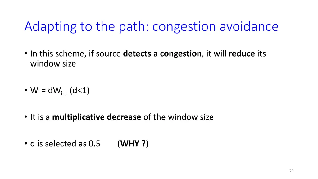 adapting to the path congestion avoidance 2