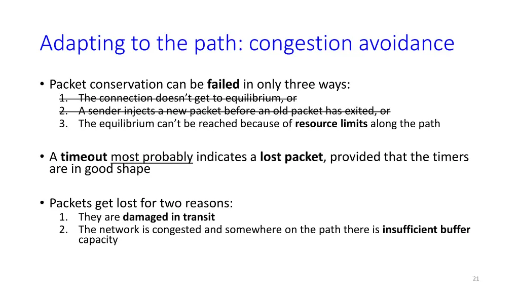 adapting to the path congestion avoidance