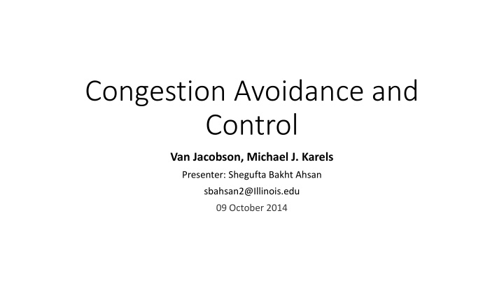 congestion avoidance and control