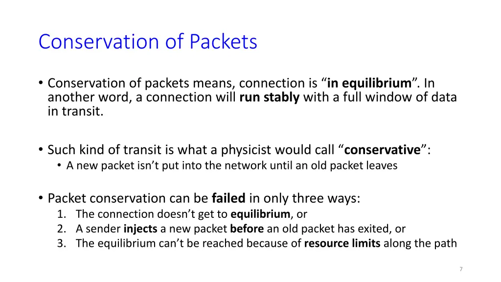 conservation of packets