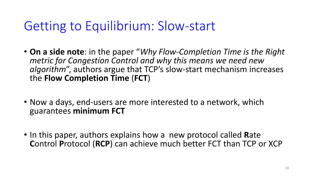 getting to equilibrium slow start 8