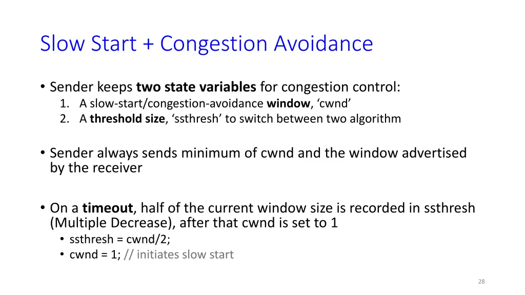 slow start congestion avoidance