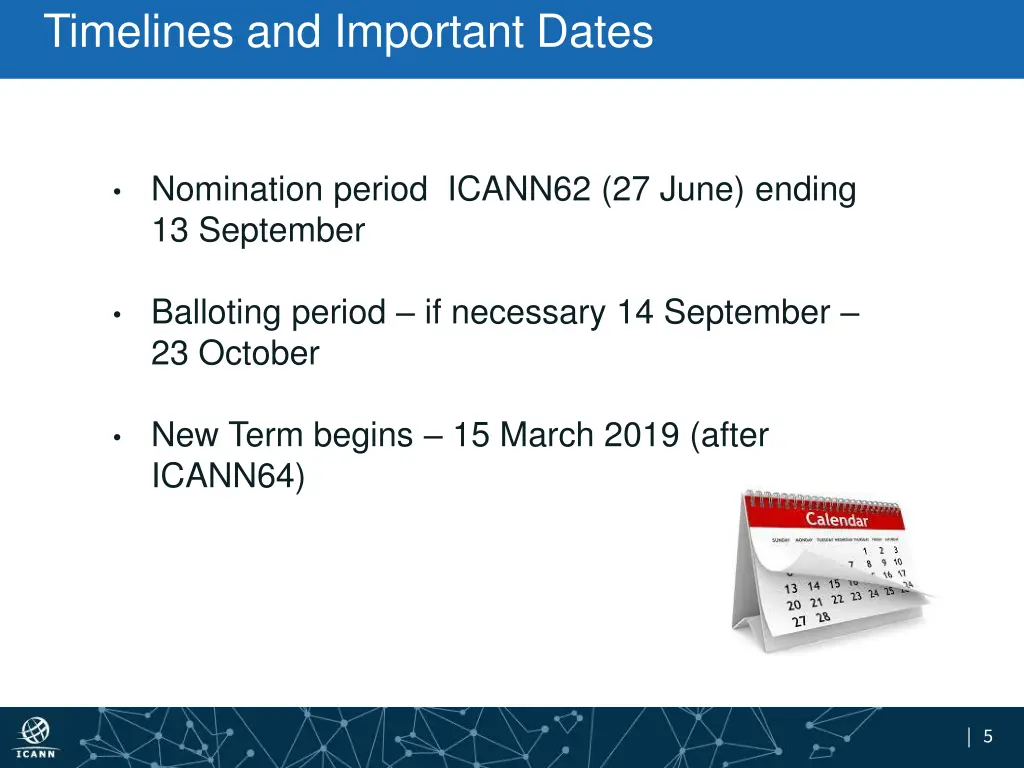 timelines and important dates