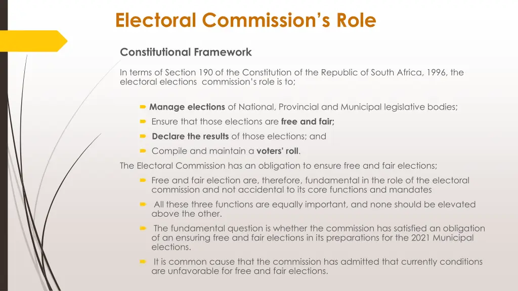 electoral commission s role