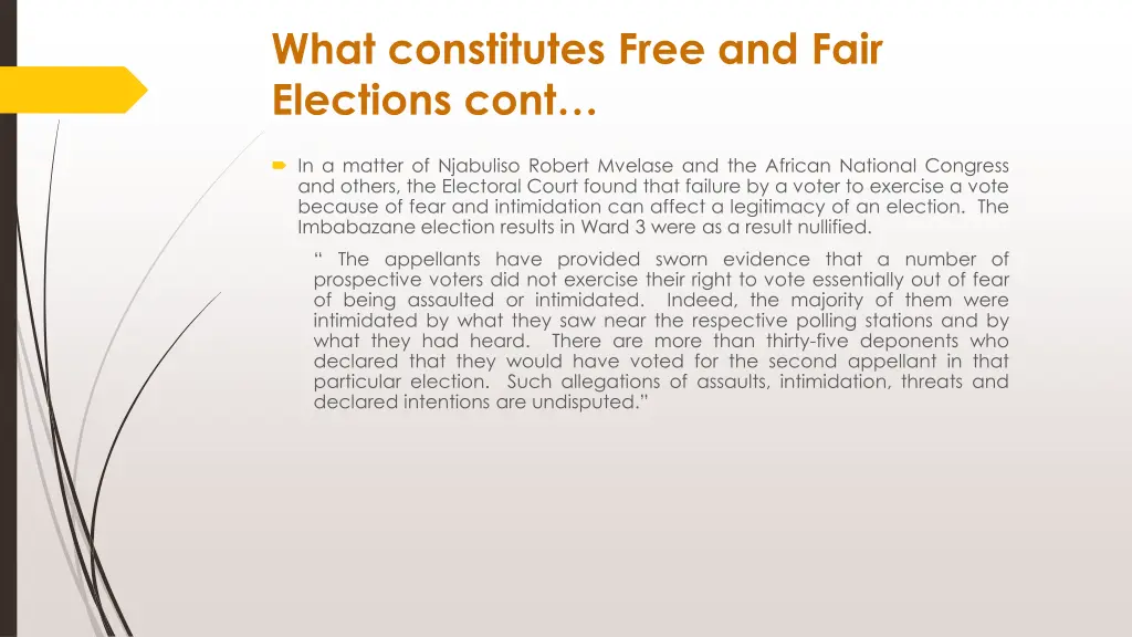 what constitutes free and fair elections cont 1