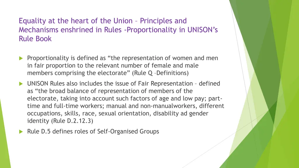 equality at the heart of the union principles