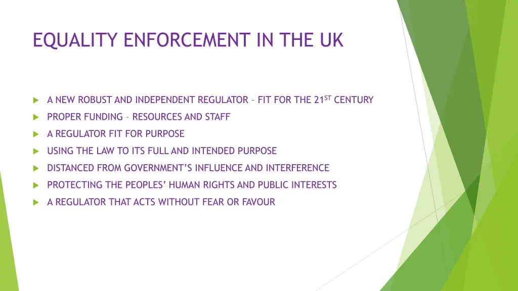 equality enforcement in the uk