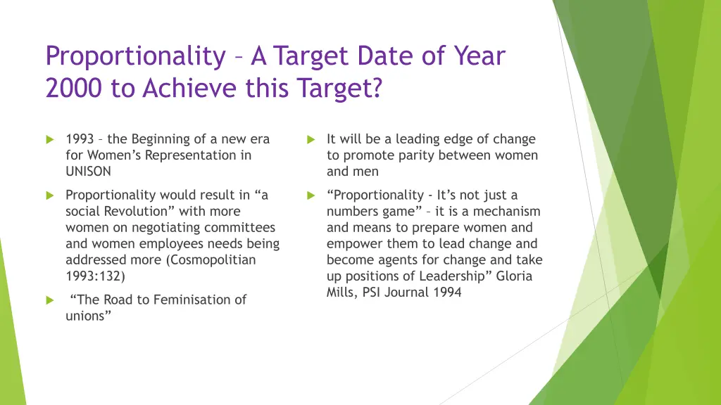 proportionality a target date of year 2000