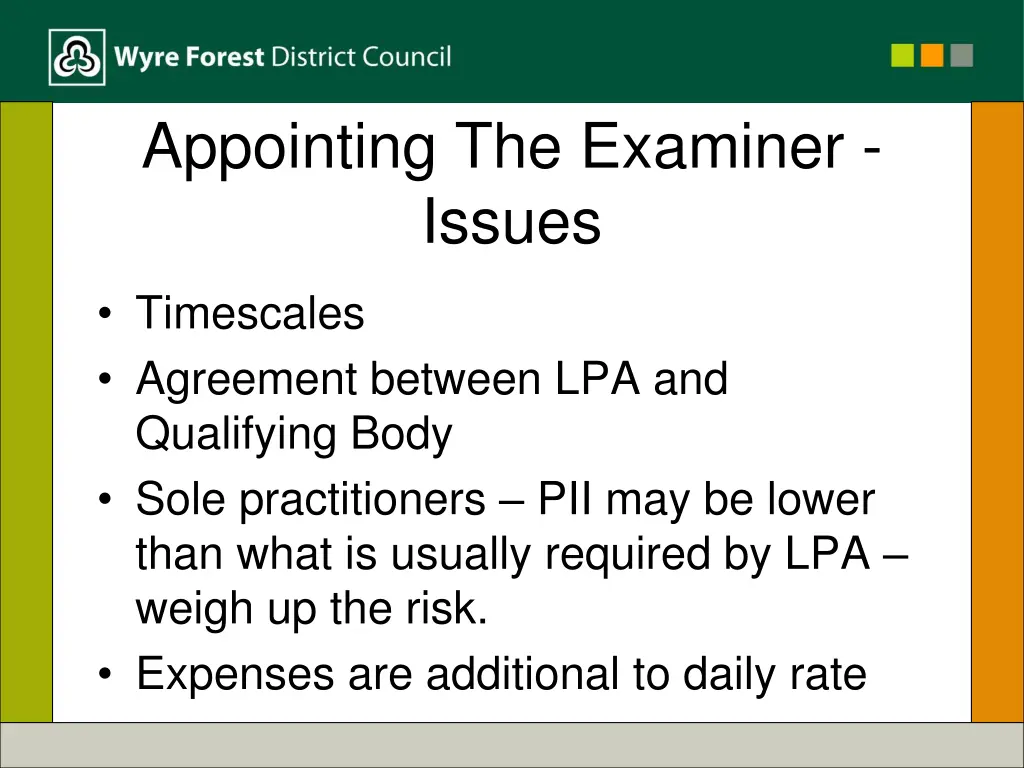 appointing the examiner issues