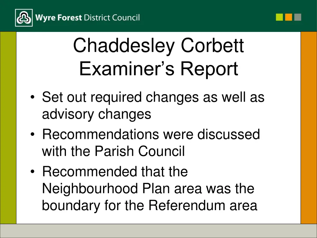 chaddesley corbett examiner s report