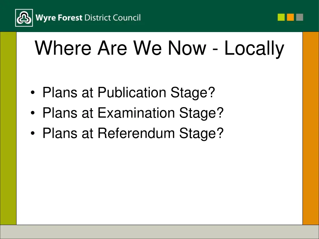 where are we now locally