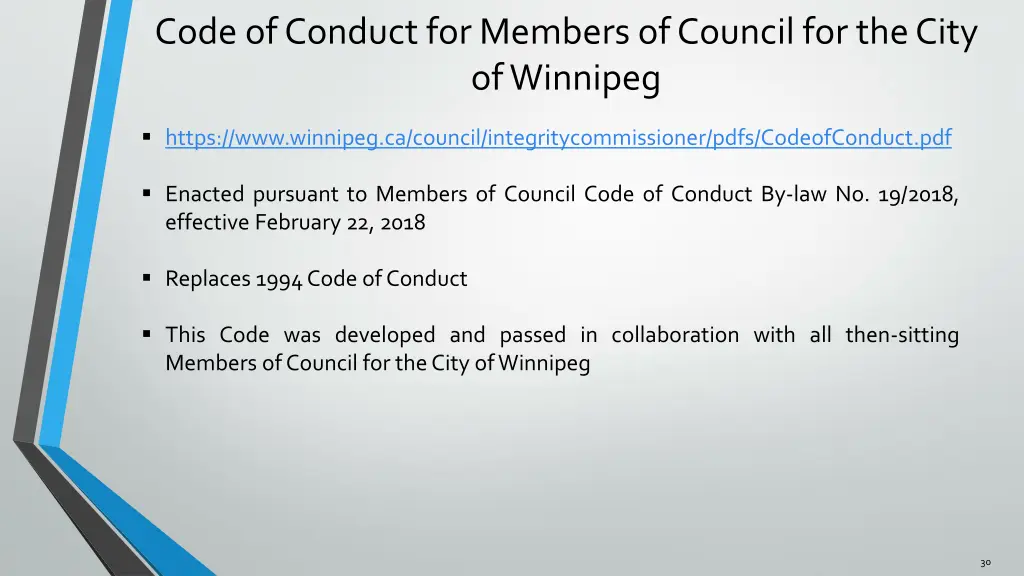 code of conduct for members of council