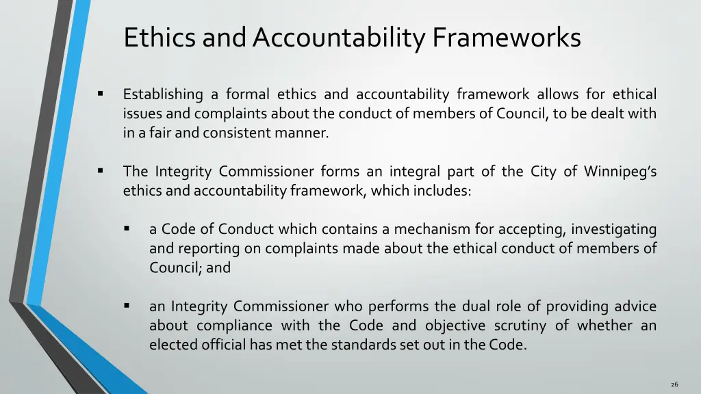 ethics and accountability frameworks