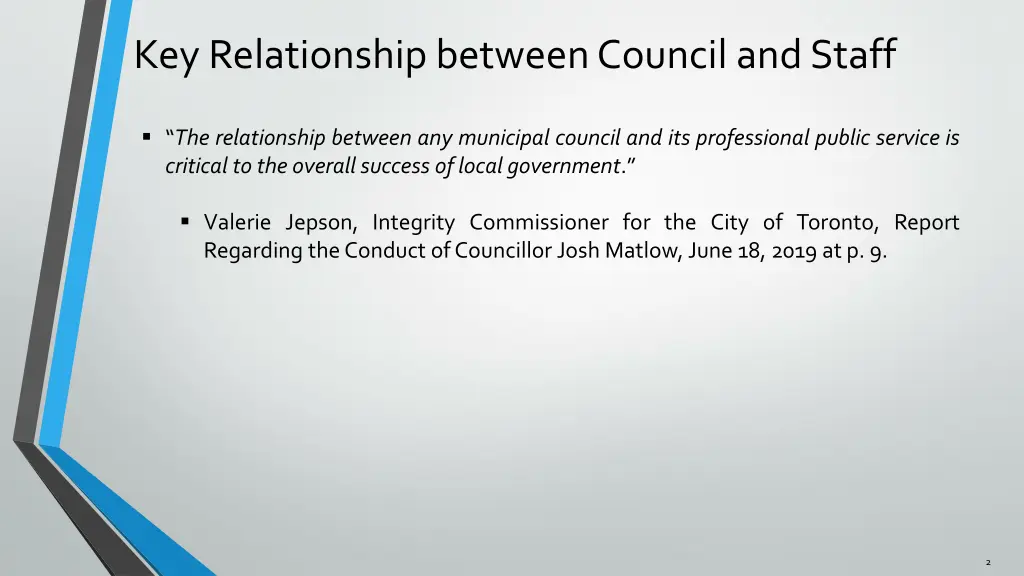 key relationship between council and staff