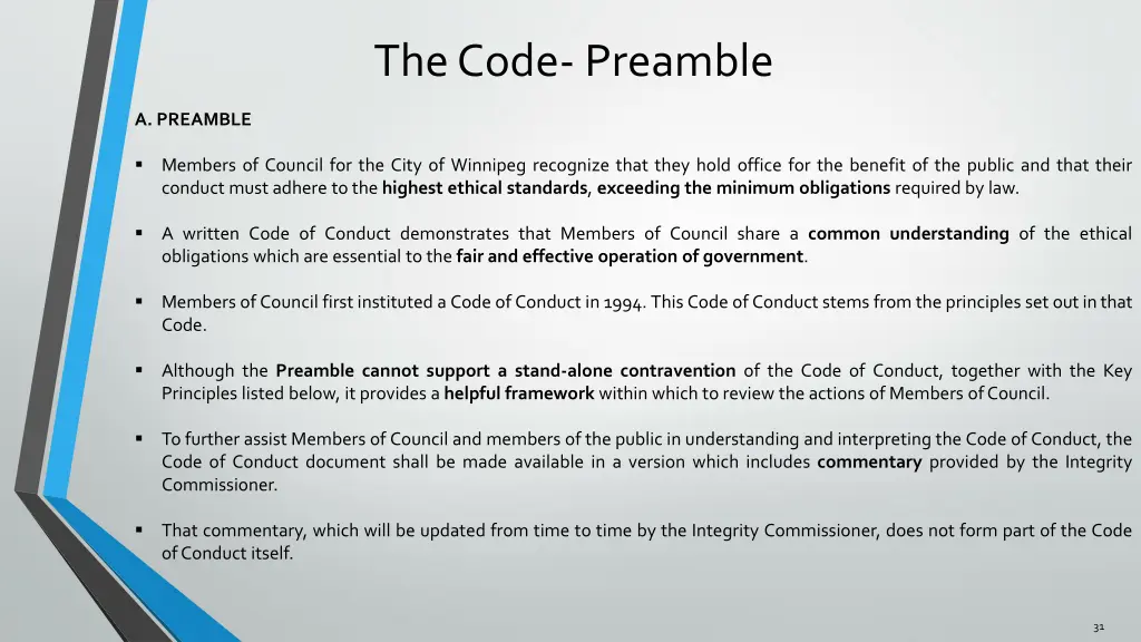 the code preamble