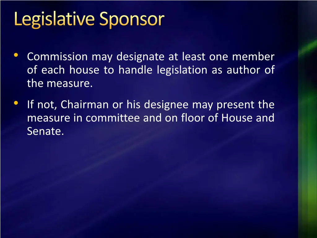 legislative sponsor