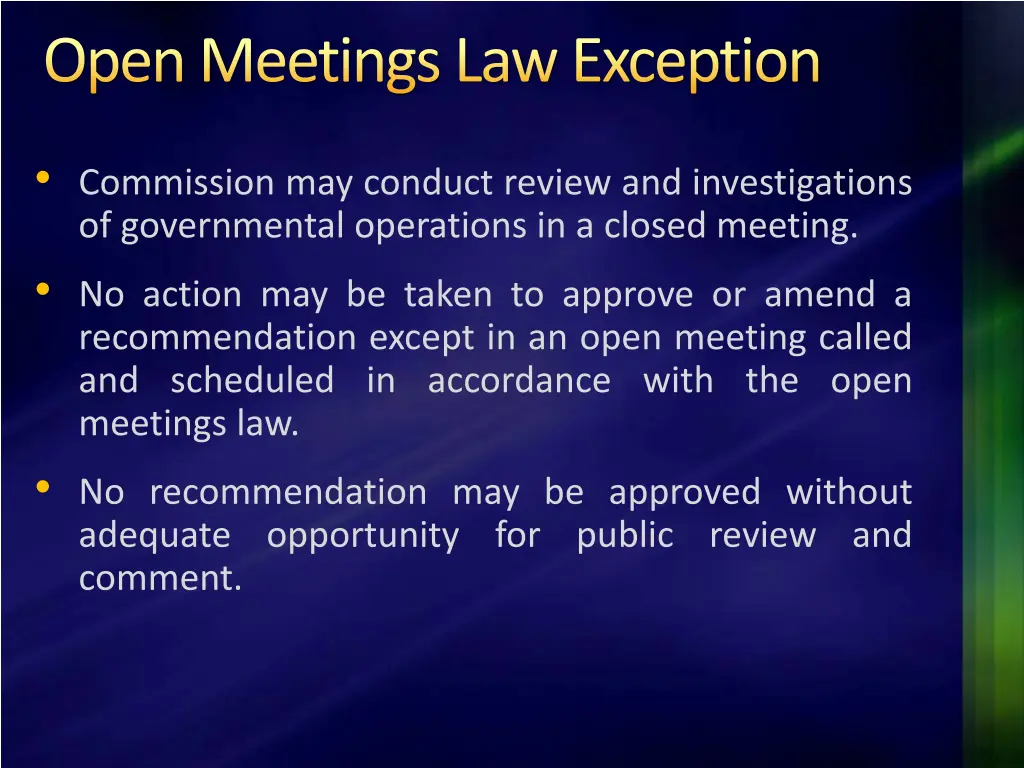 open meetings law exception