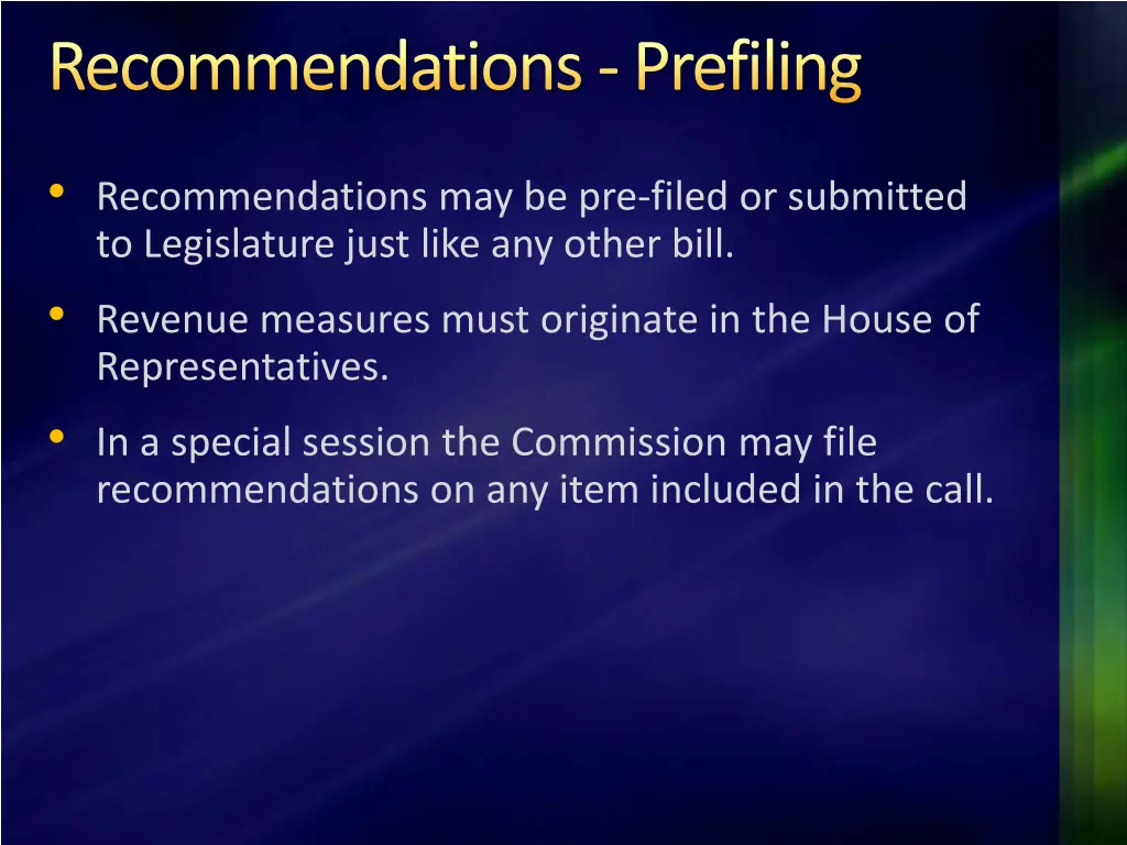 recommendations prefiling