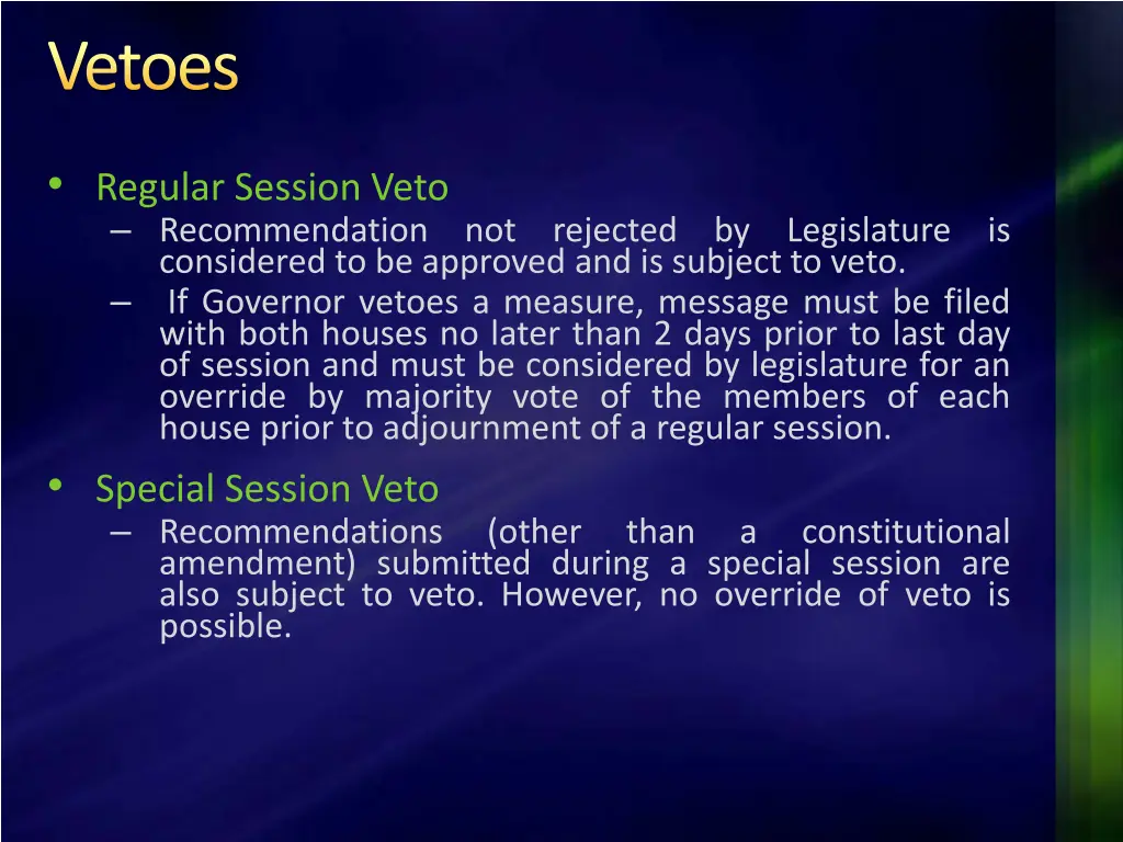 vetoes