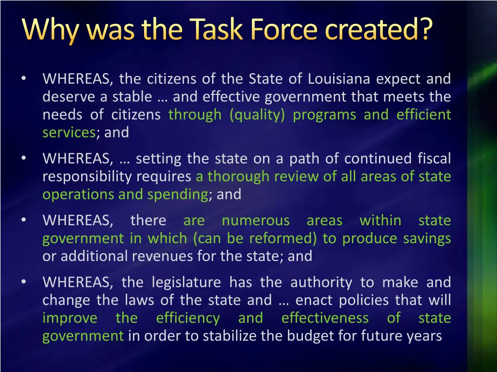 why was the task force created