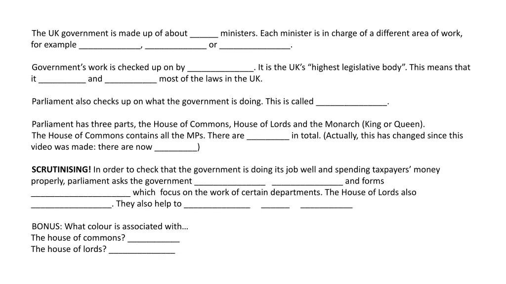 the uk government is made up of about ministers