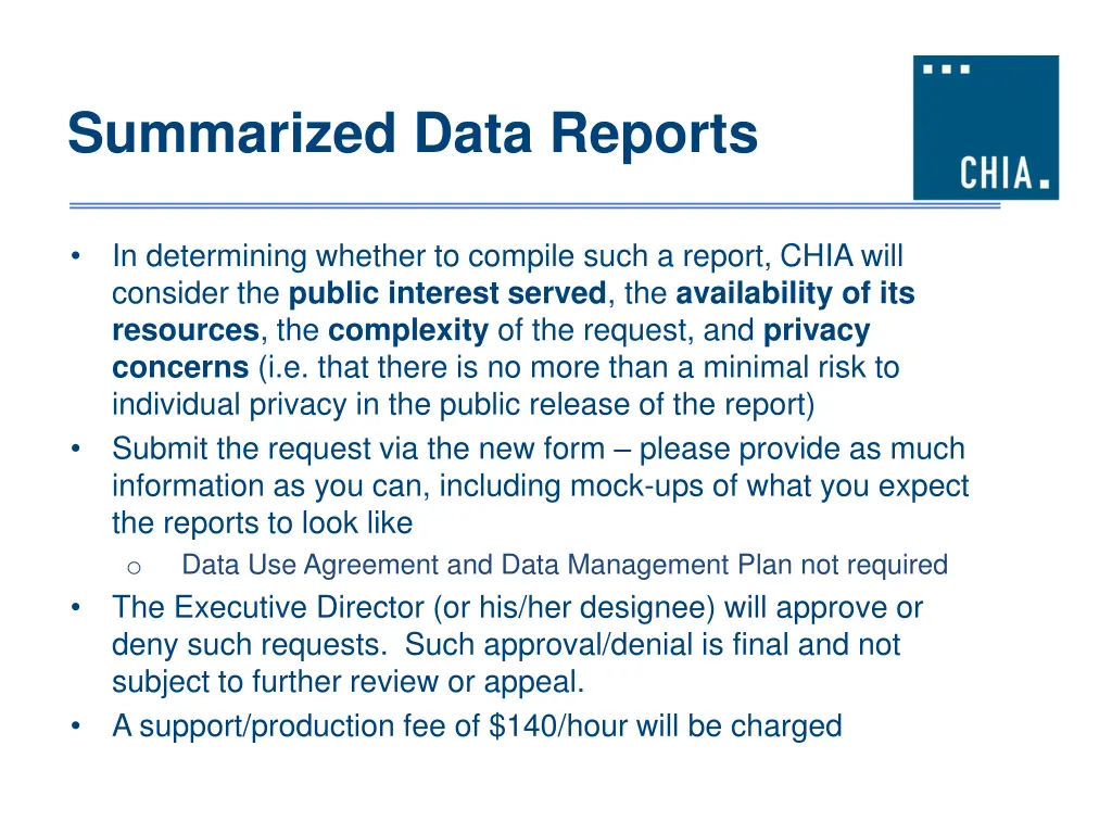 summarized data reports 1