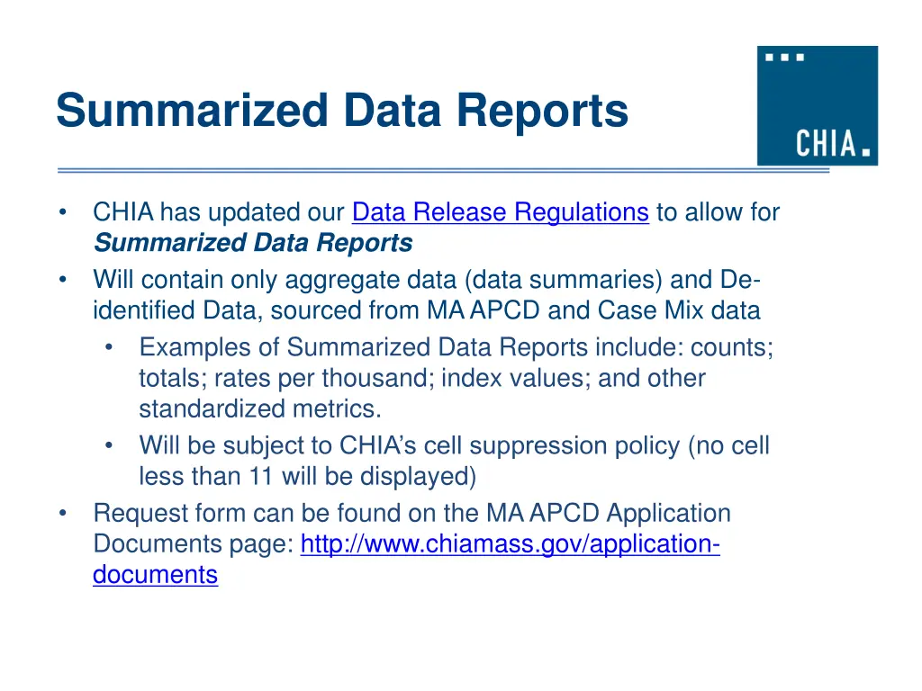 summarized data reports