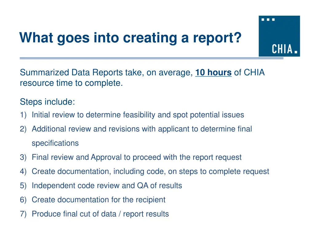 what goes into creating a report