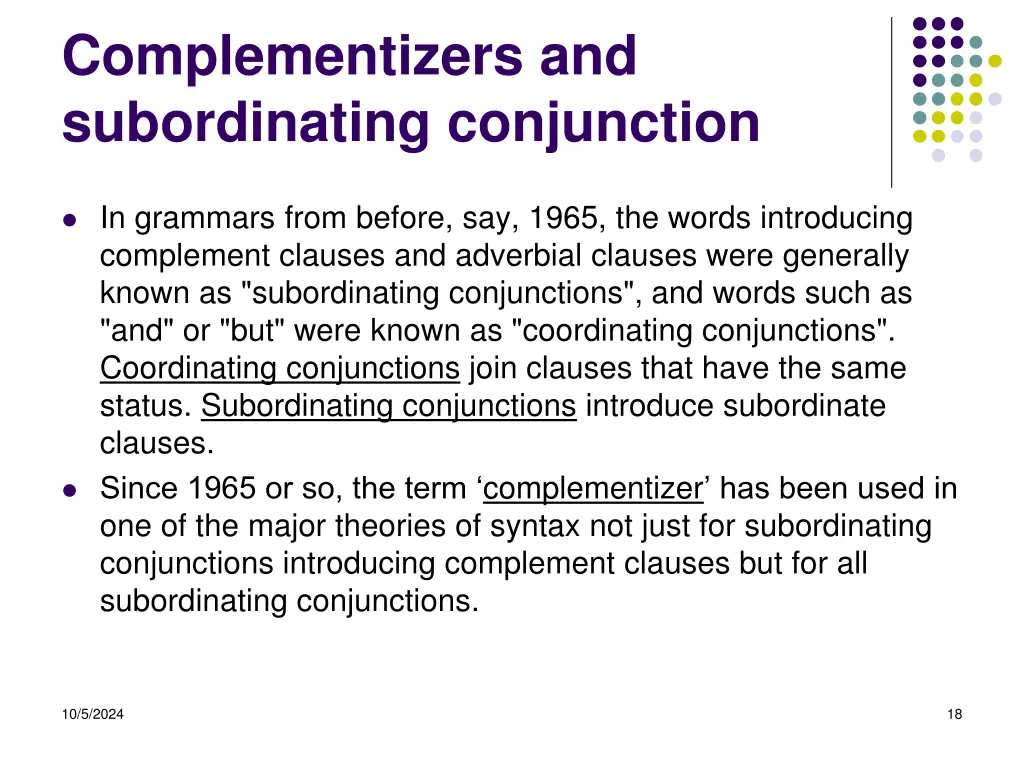 complementizers and subordinating conjunction