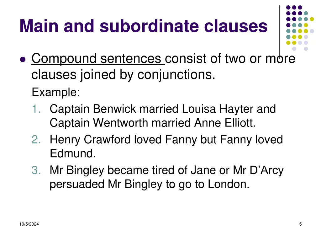 main and subordinate clauses