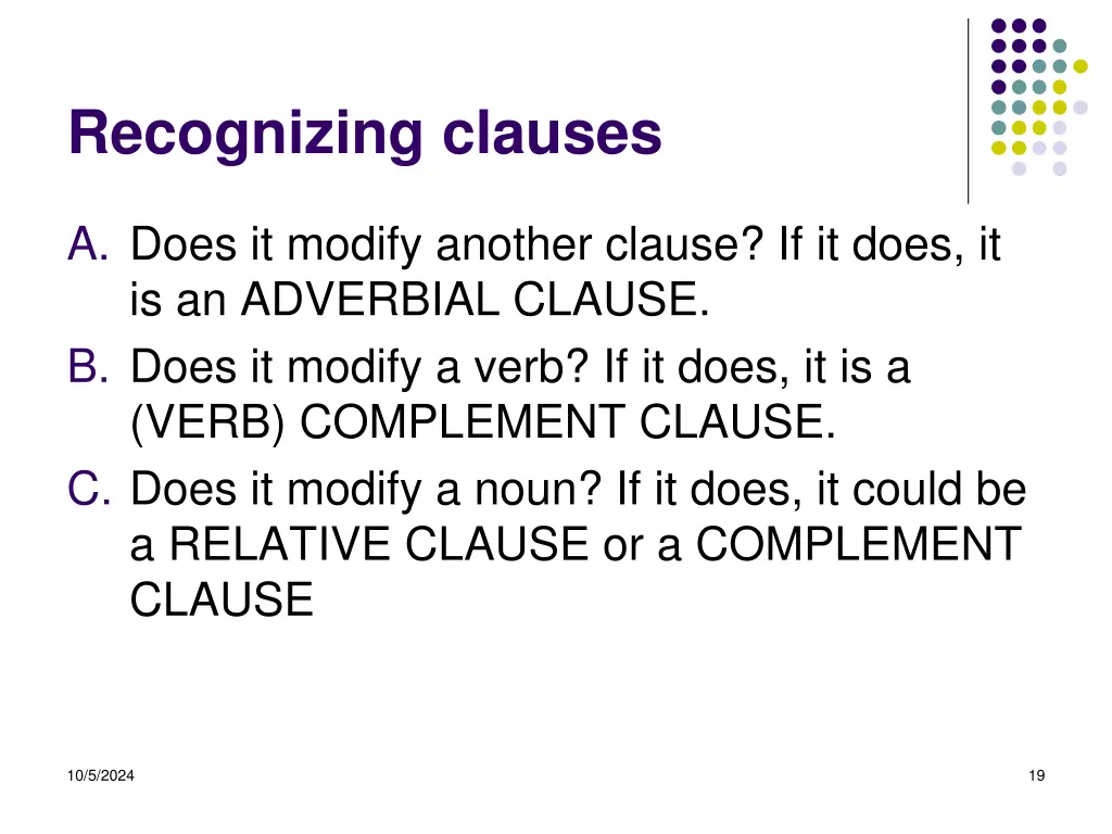 recognizing clauses