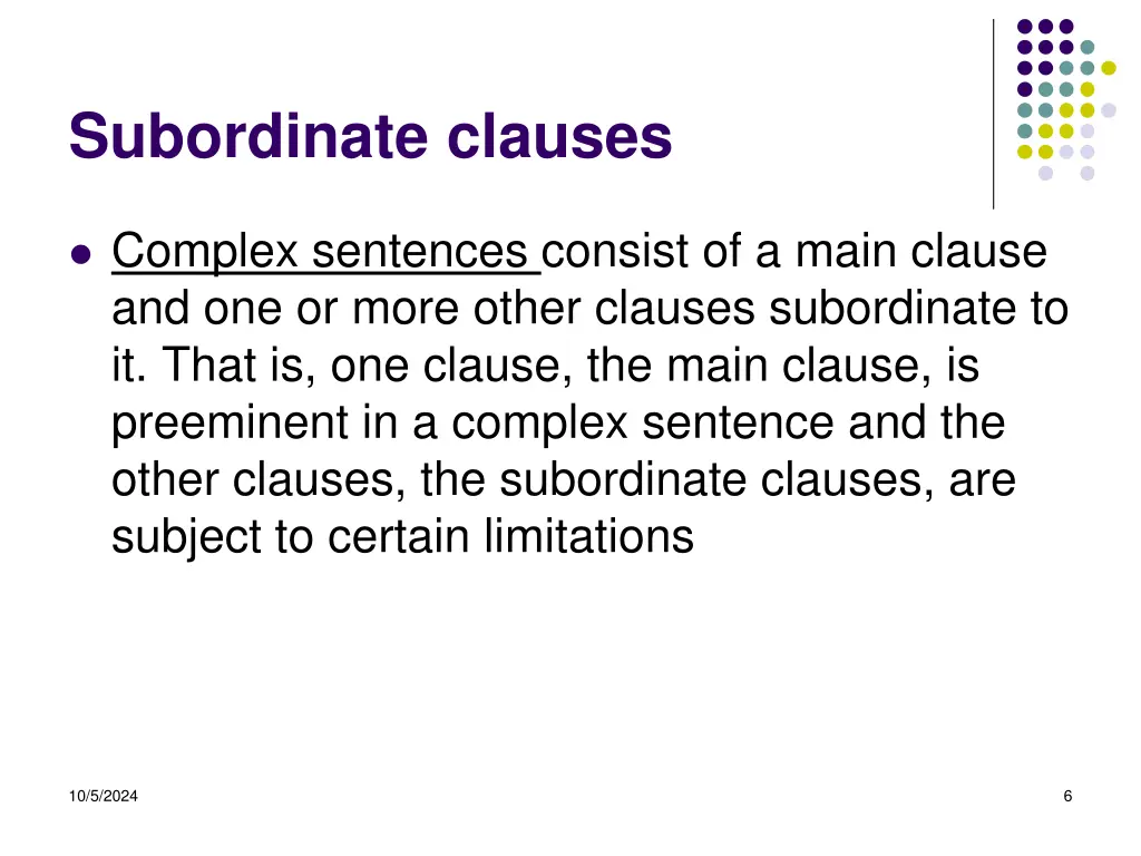 subordinate clauses