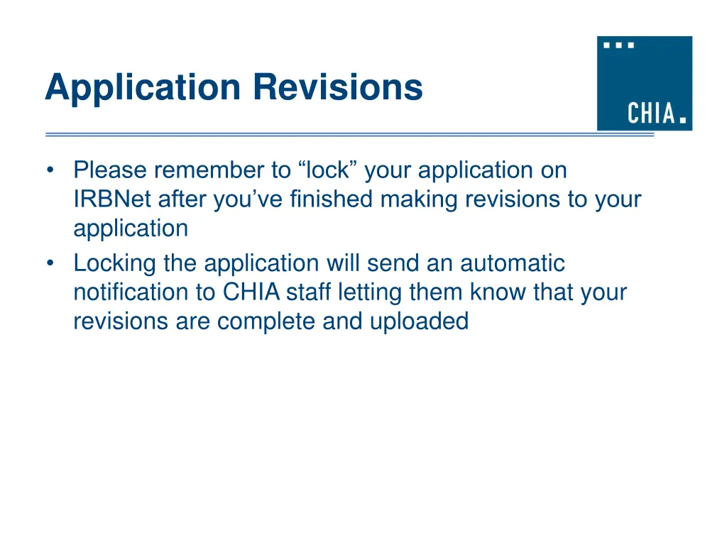 application revisions