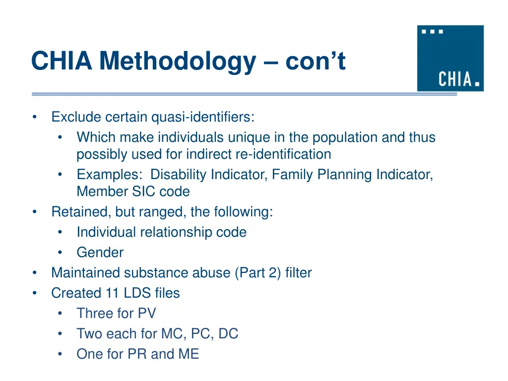 chia methodology con t