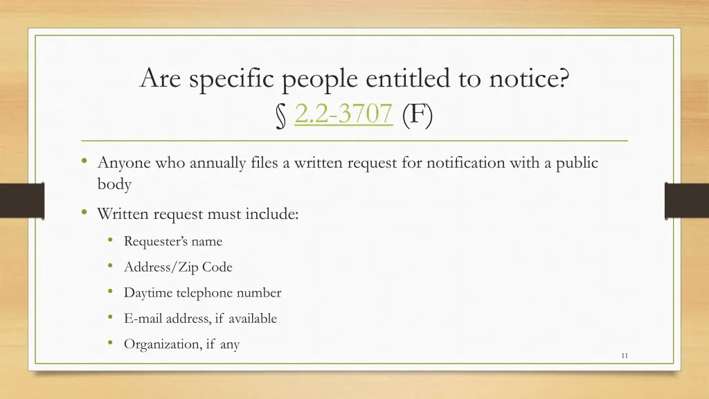 are specific people entitled to notice 2 2 3707 f