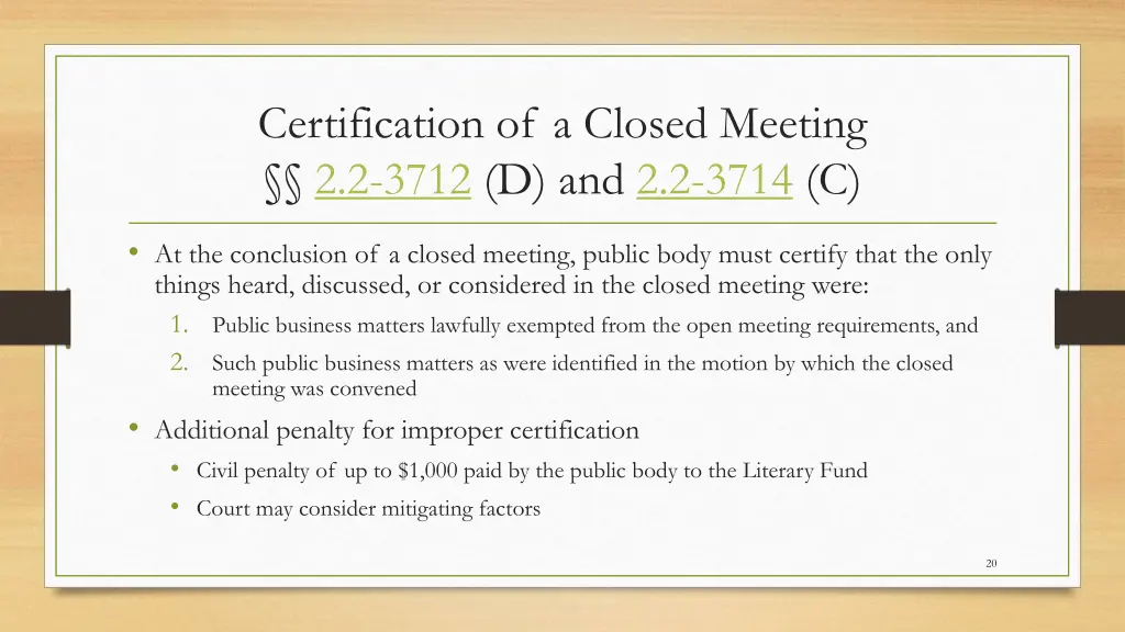 certification of a closed meeting 2 2 3712