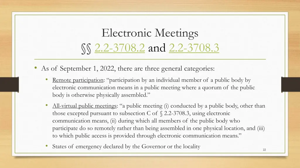 electronic meetings 2 2 3708 2 and 2 2 3708 3