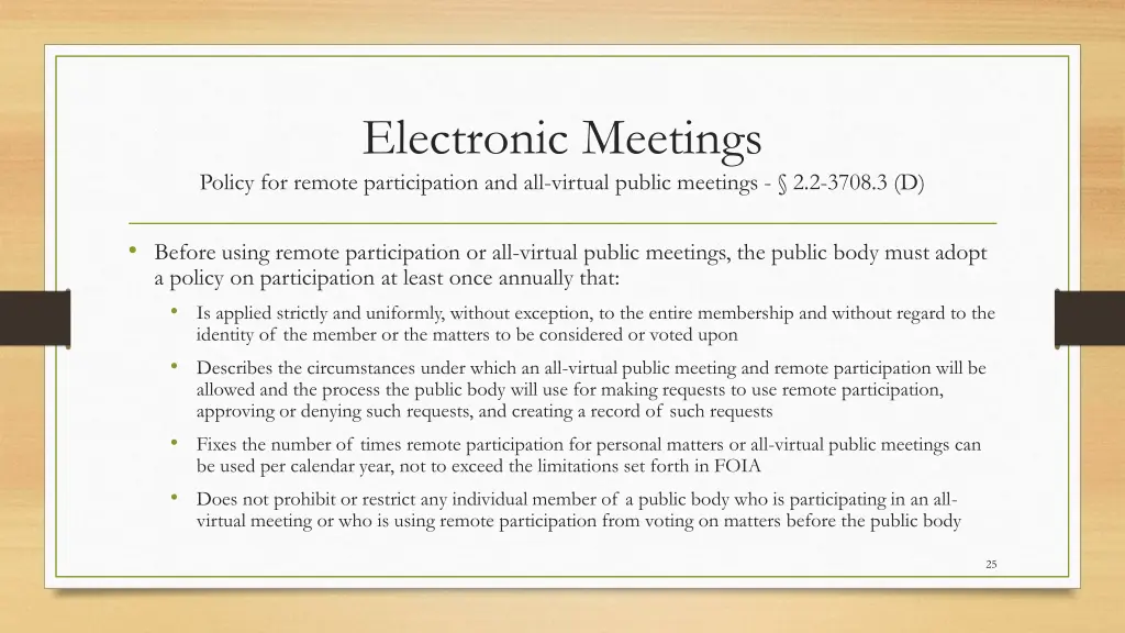 electronic meetings policy for remote