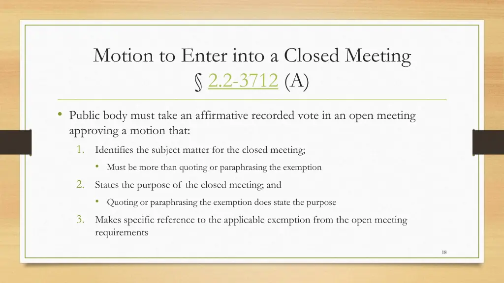 motion to enter into a closed meeting 2 2 3712 a