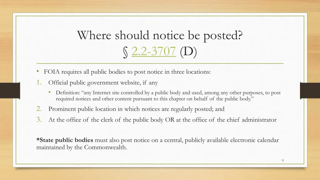 where should notice be posted 2 2 3707 d